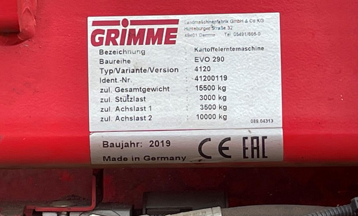 Grimme EVO 290 AirSep