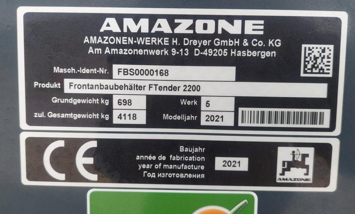 Amazone FTender 2200 - Fronttank