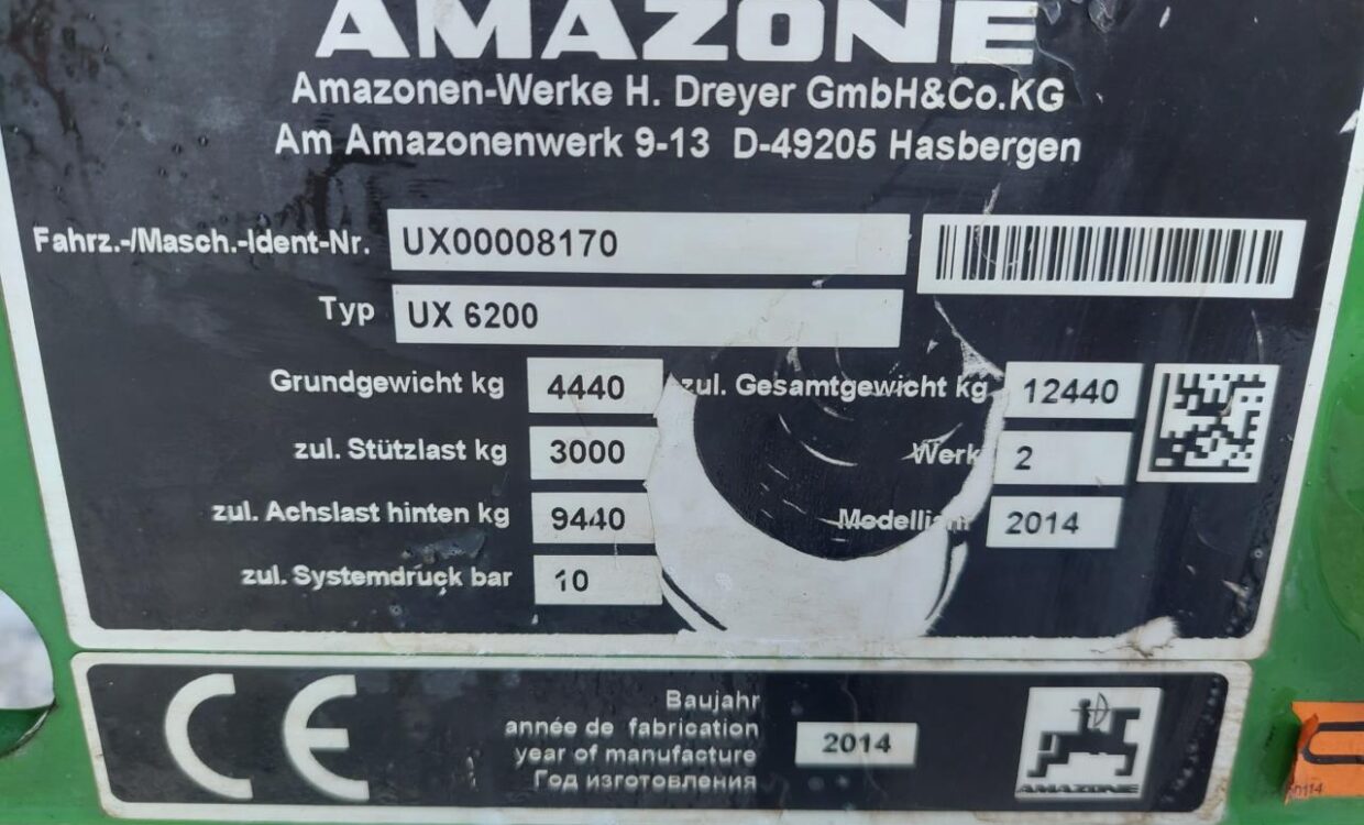 Amazone UX 6200 Super- 36m m GPS