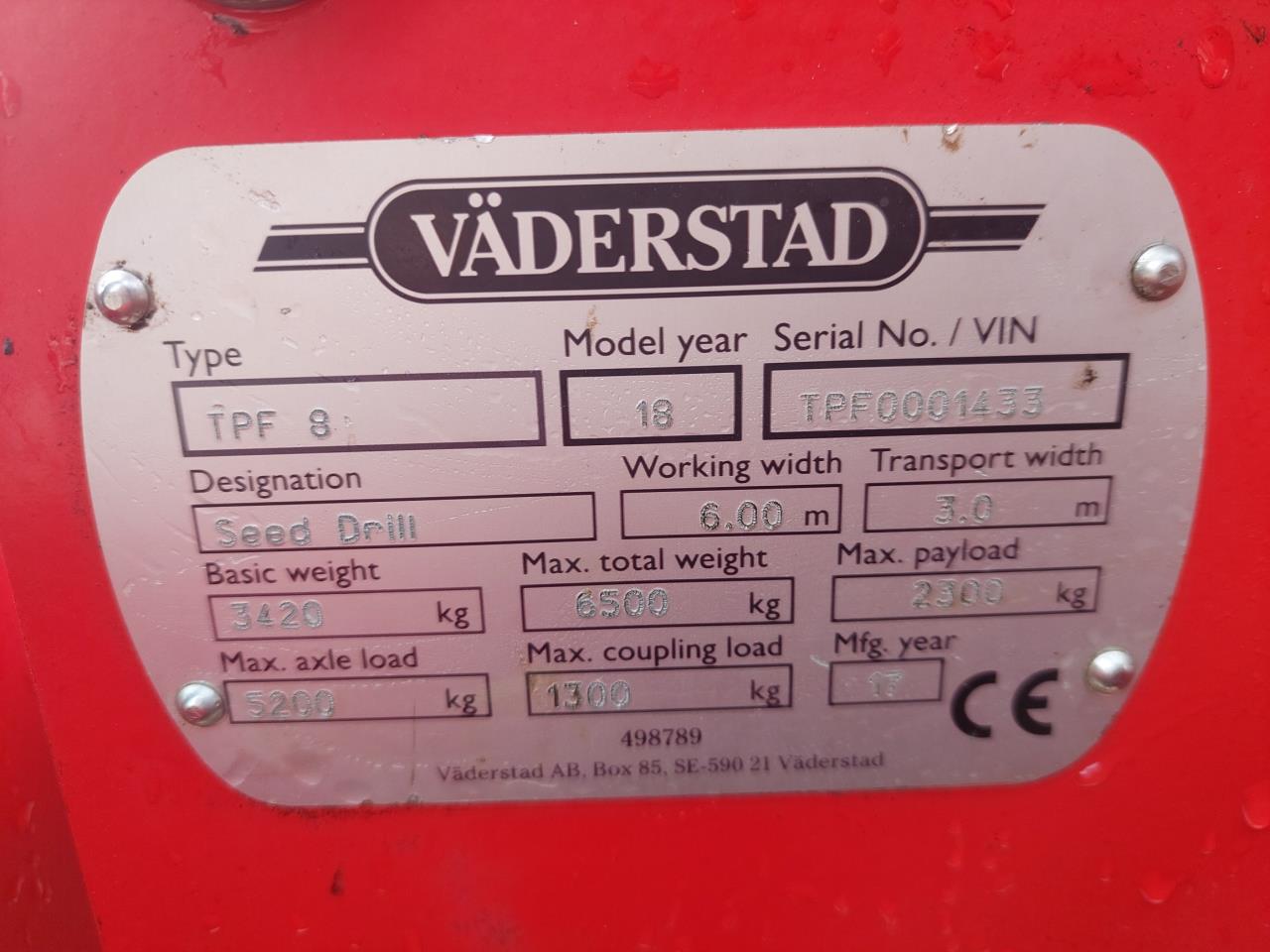 Väderstad Tempo 8 F med E-service