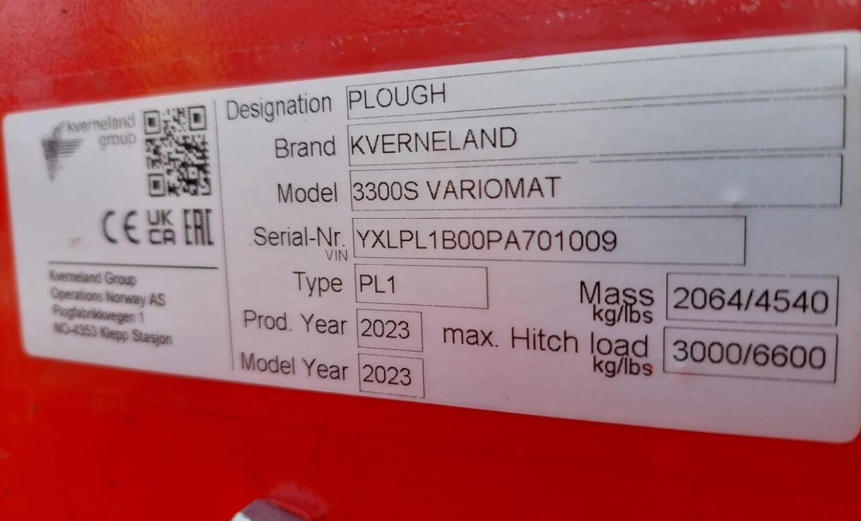 Kverneland 3300 S Variomat 5F m. Packomat