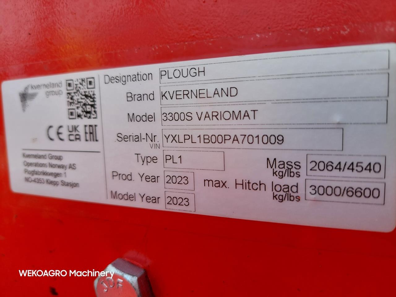 Kverneland 3300 S Variomat 5F m. Packomat