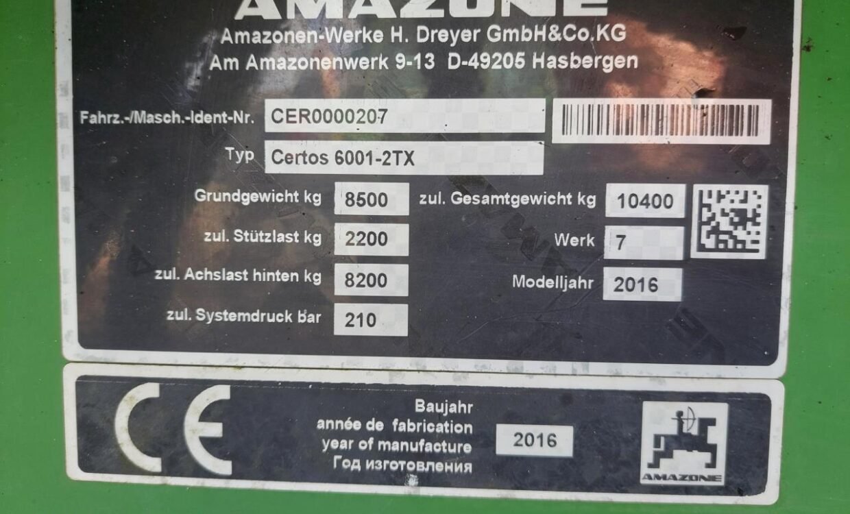 Amazone Certos 6001 - 2TX